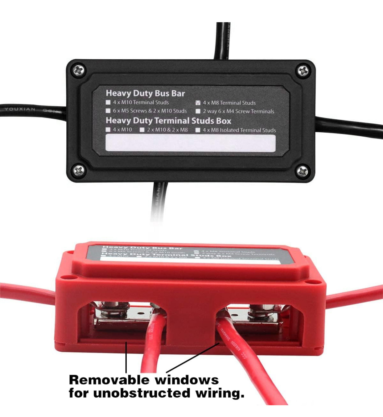 300A DC Bus Bar Heavy Duty Power Distribution Red صندوق الحافلة