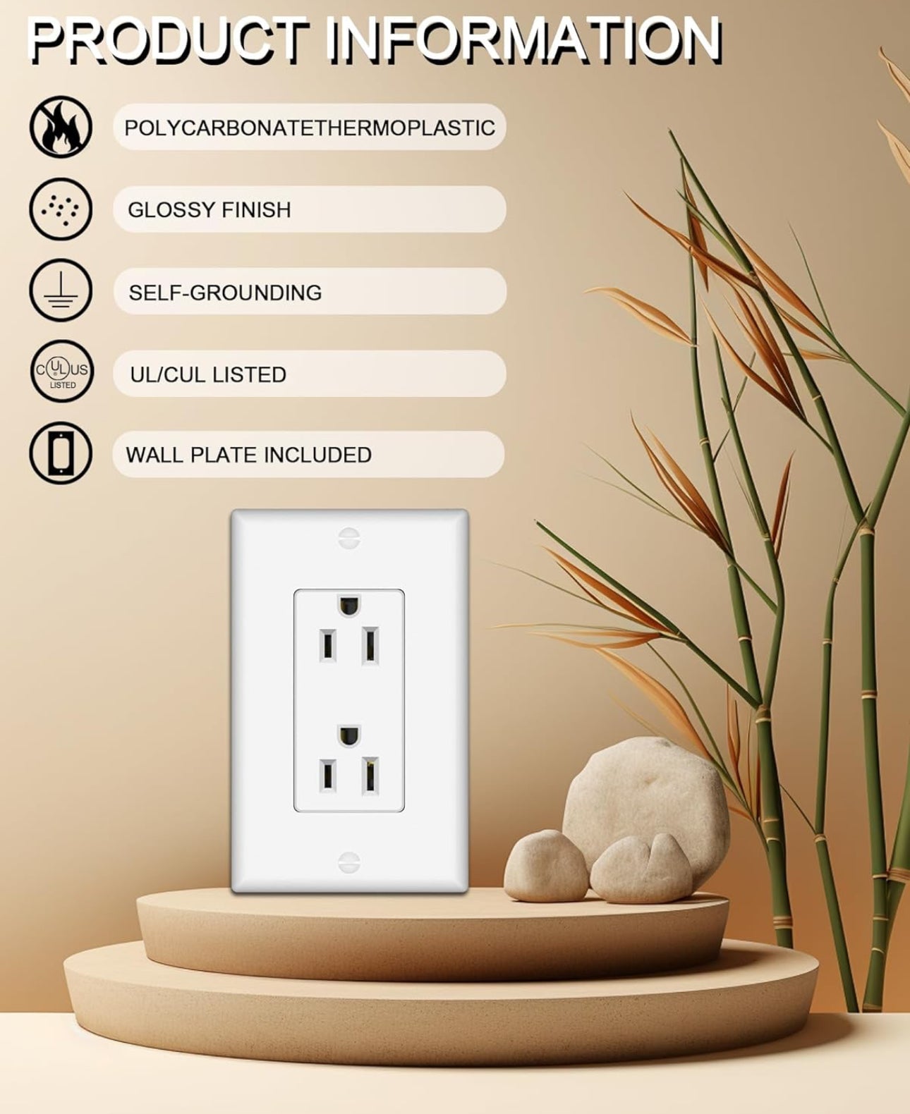 15 amp Outlet White مخرج كهرباء