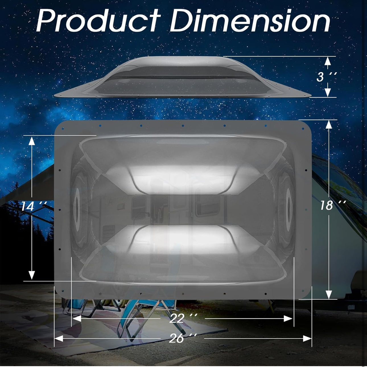 Sky Light Smoke SHOWER COVER غطاء منور الشور