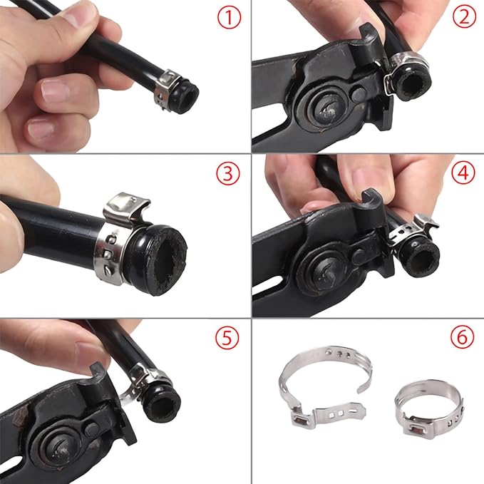 Single Ear Continuous Hose Clamps Set with Clamp Pliers
