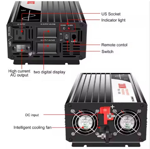 Inverter 2000 Watt 12 Volt DC to 110 Volt AC انفرتر