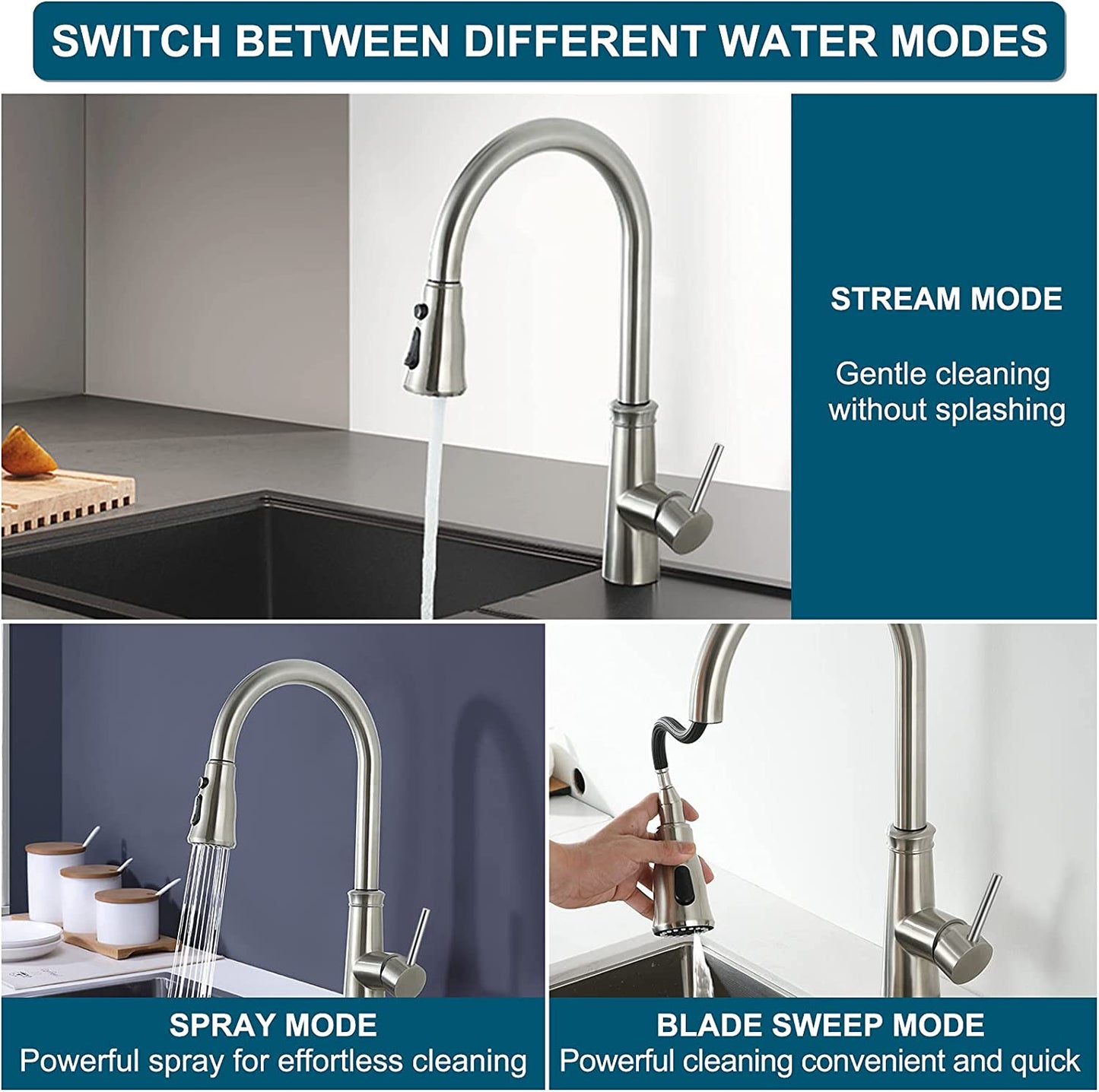 Pull Out Kitchen Faucet Nickel خلاط المطبخ
