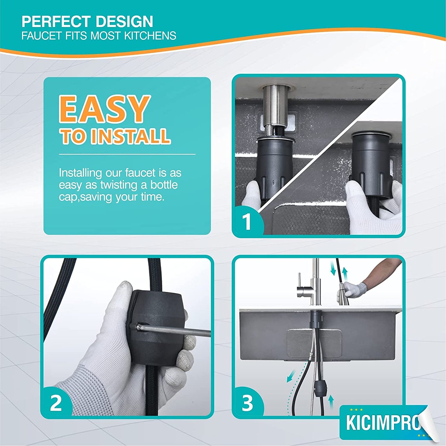 Kitchen Faucet with Pull Down Sprayer Nickel خلاط المطبخ