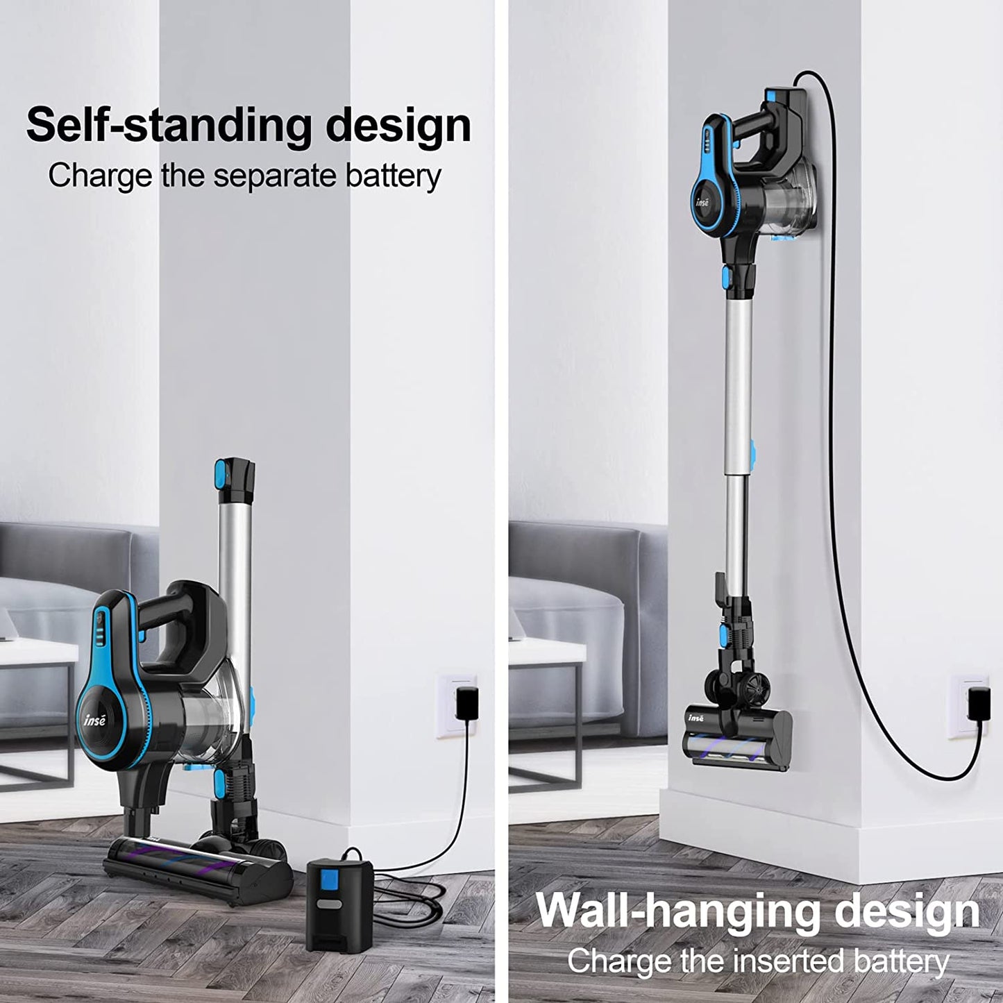 INSE Cordless Vacuum Cleaner 6 in 1 Stick N5 Blue مكنسة