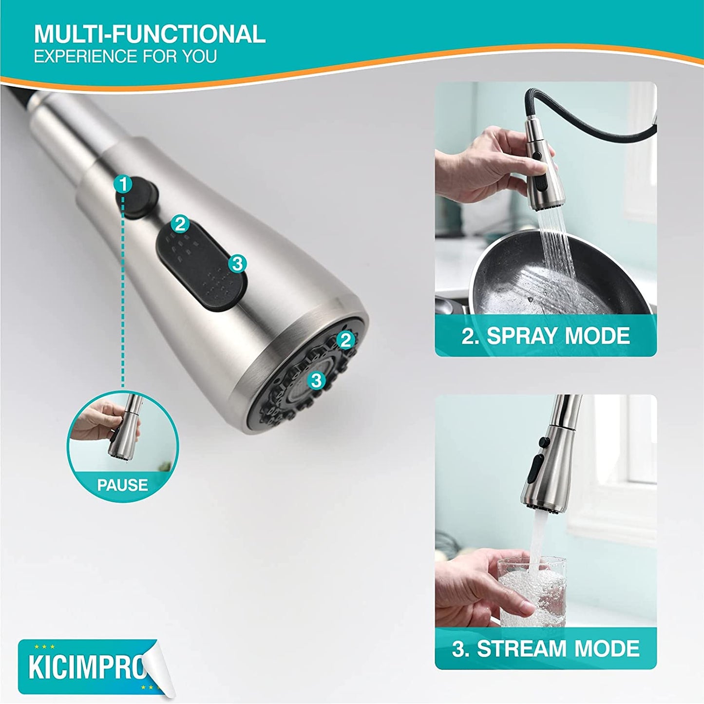 Kitchen Faucet with Pull Down Sprayer Nickel خلاط المطبخ