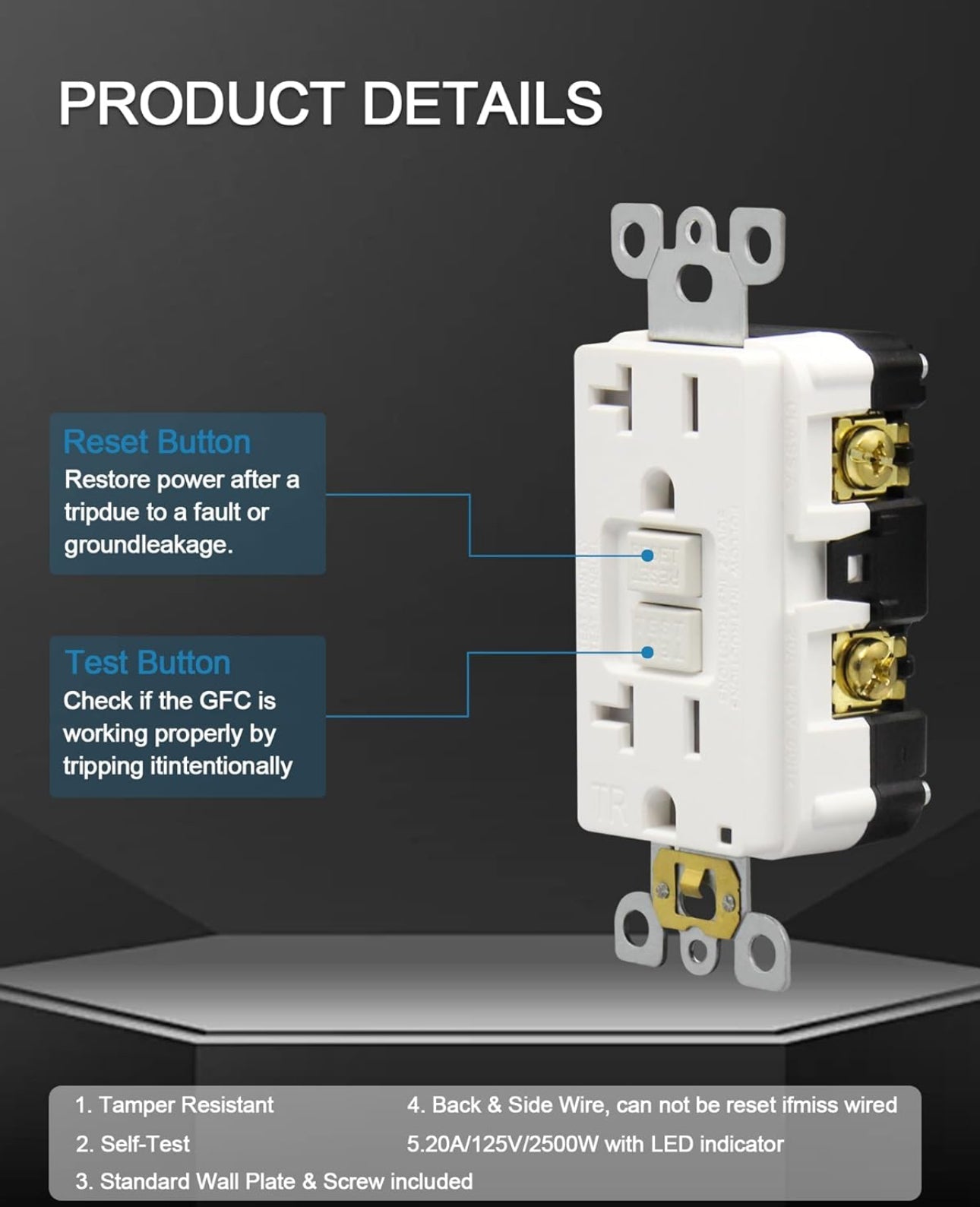 120 V Outlet GFI White مخرج كهرباء اتوماتك
