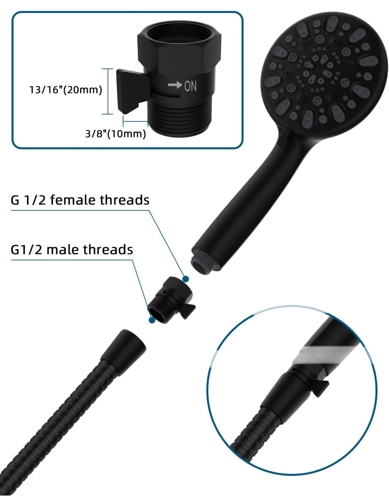 Water flow control black محبس ماء