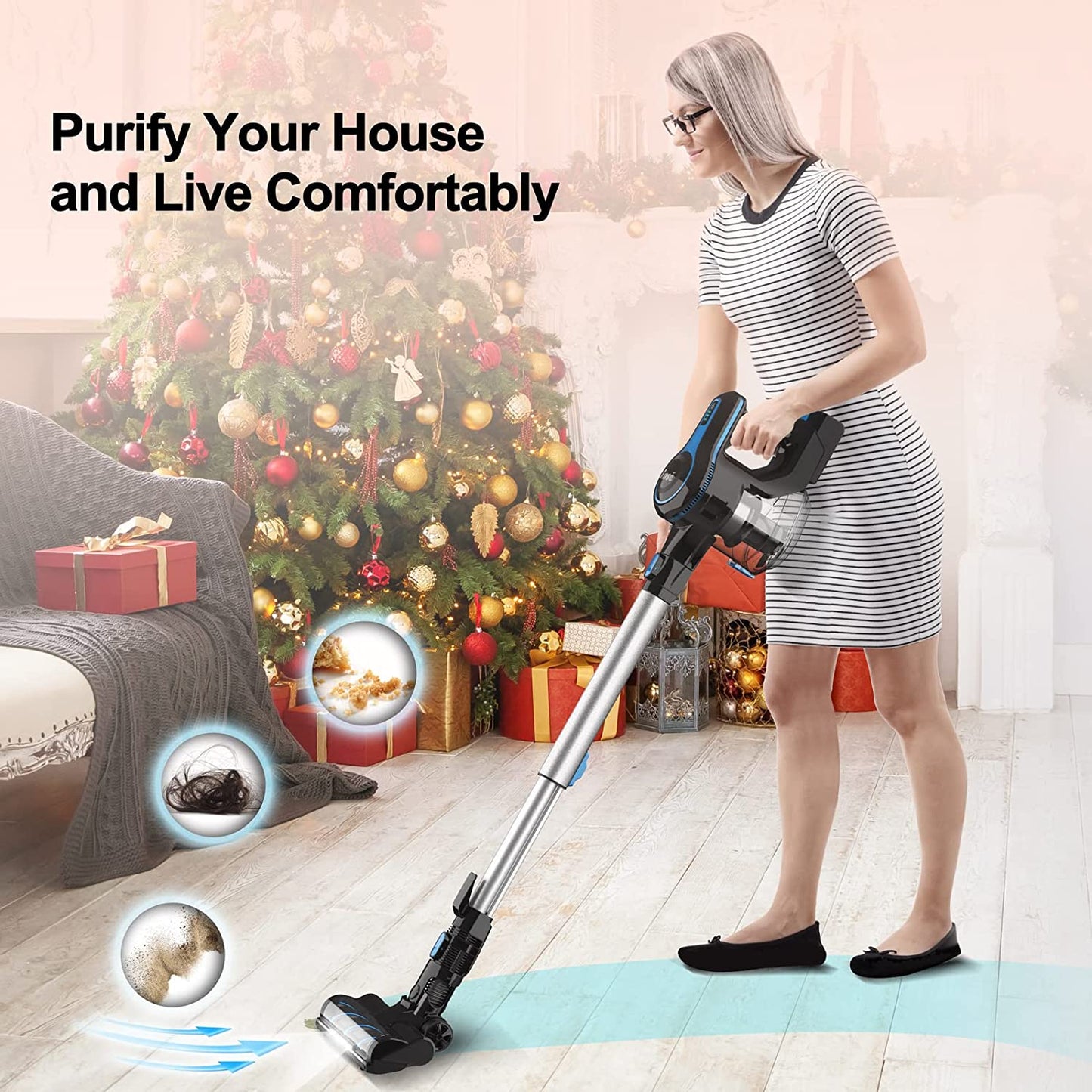 INSE Cordless Vacuum Cleaner 6 in 1 Stick N5 Blue مكنسة