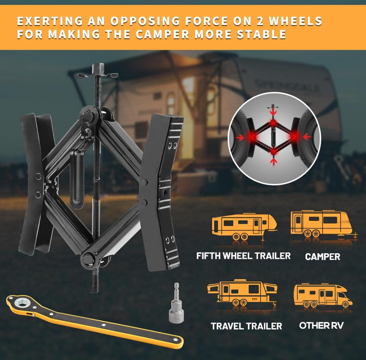 RV Wheel Chock Stabilizer 2 Set مثبت العجلات