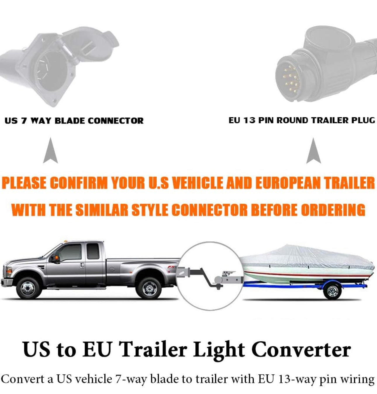 7 pin USA to 13 pin European trailer وصلة الأوربي