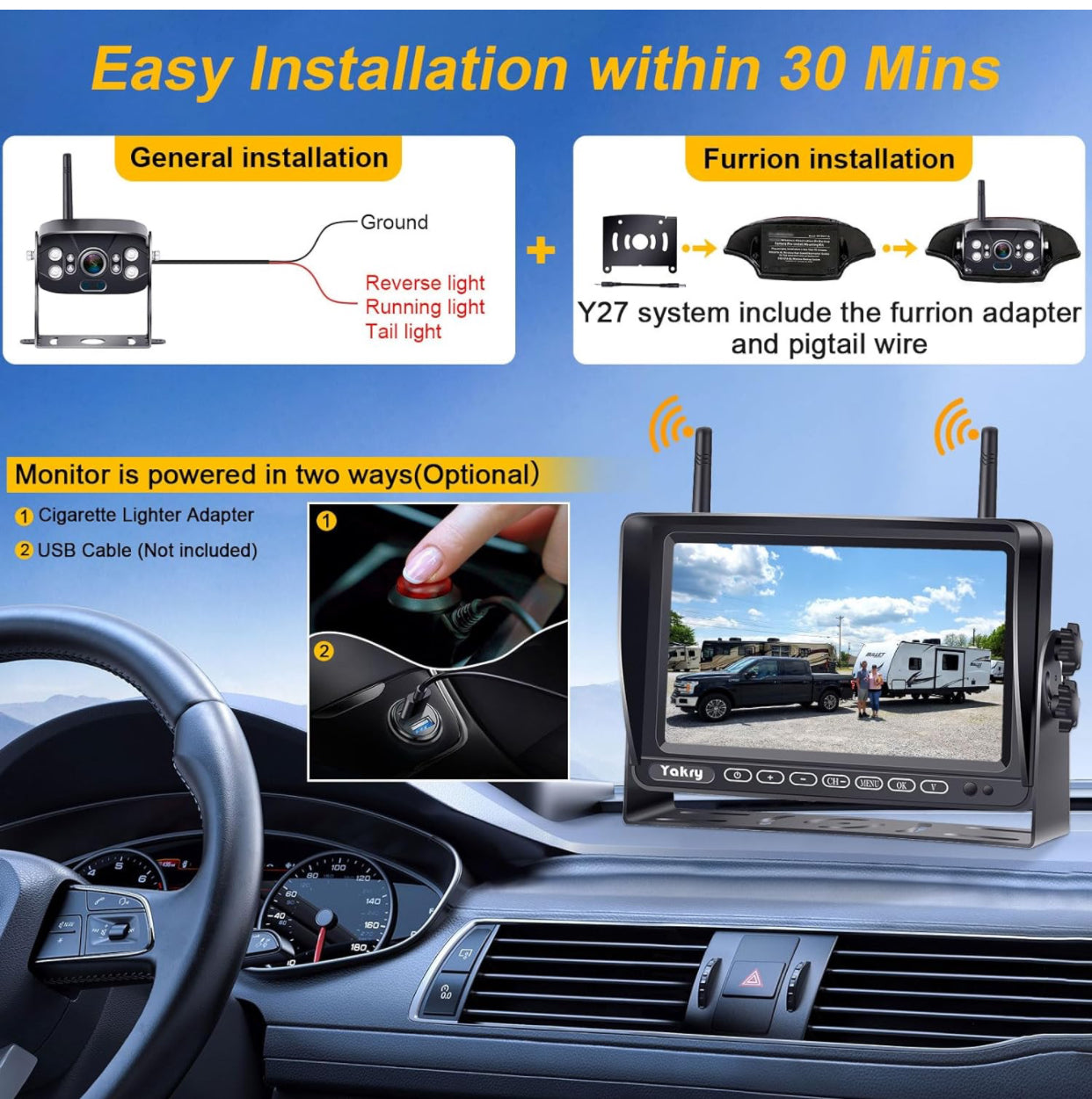 Backup Camera Wireless Rear كامرة لاسلكية