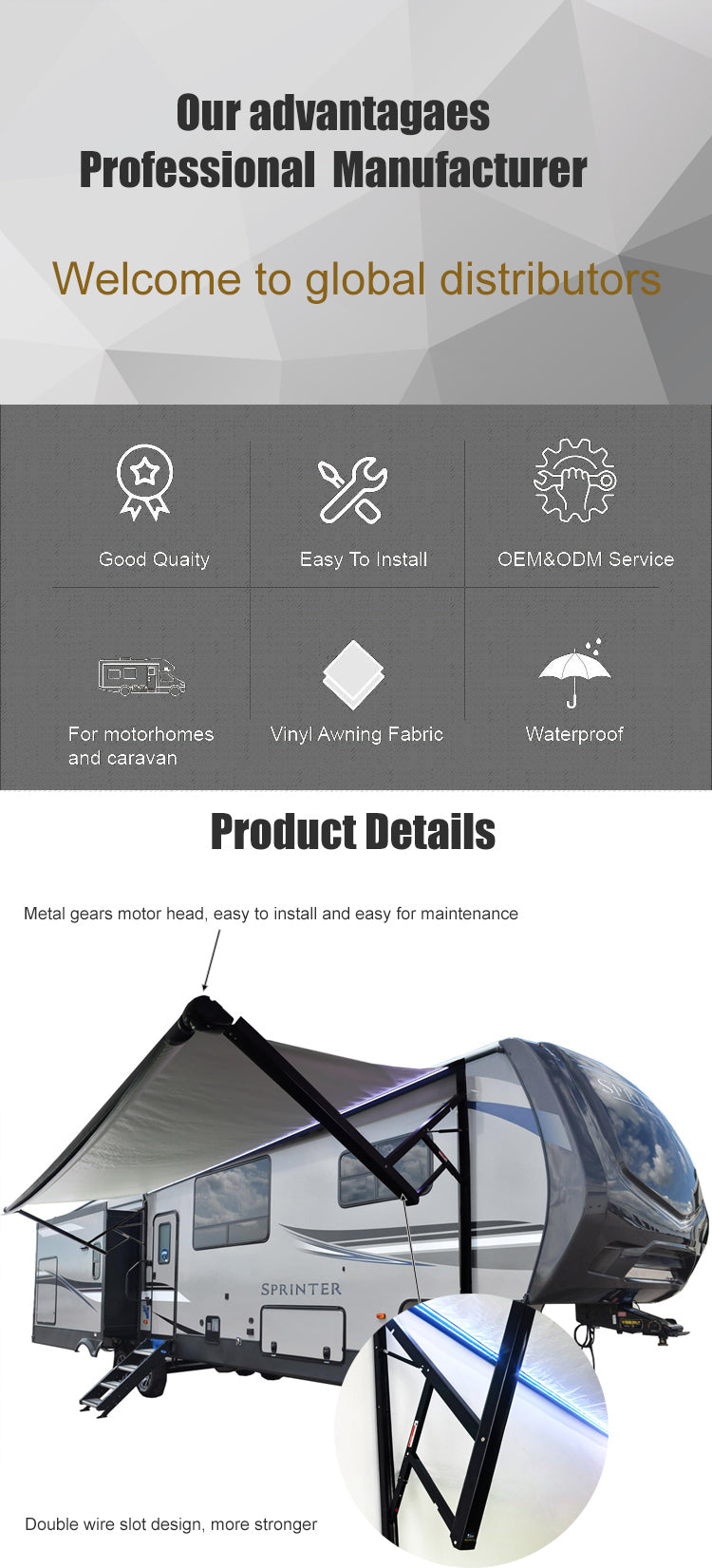12 Volt Caravan Awning American مظلة كرفان امريكة اتماتك