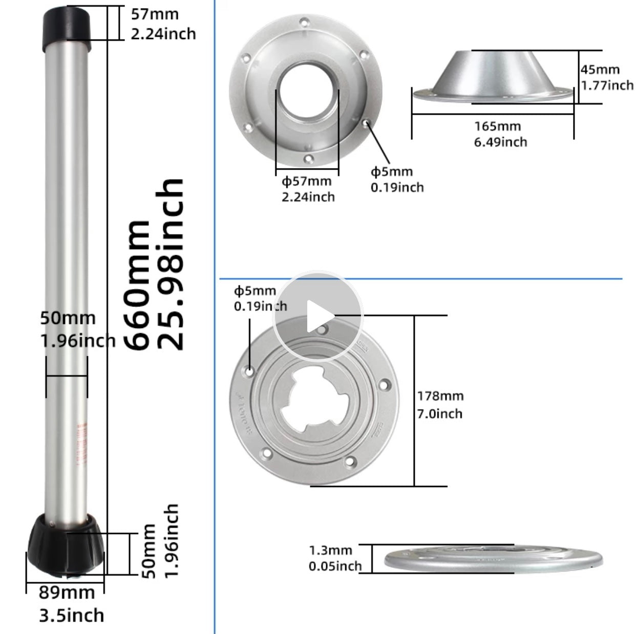 Removable Table Base 25 inc قاعدة الطاولة