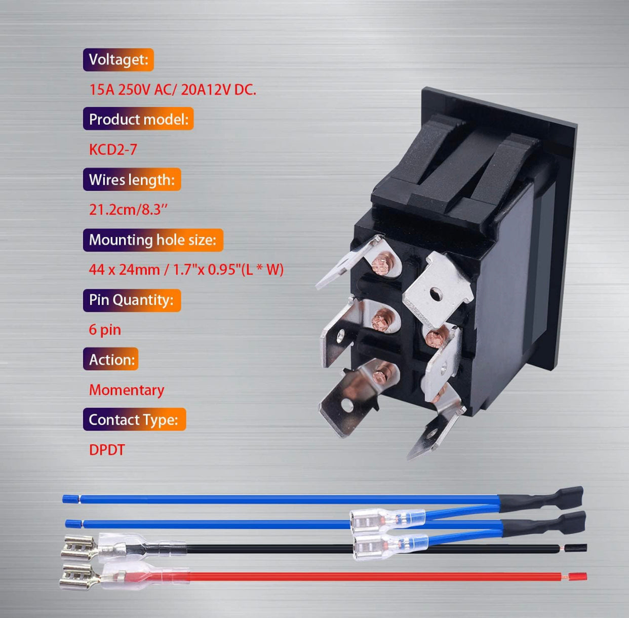 Reverse Switch 6 Pin 20A 12V DC سويج الجيك