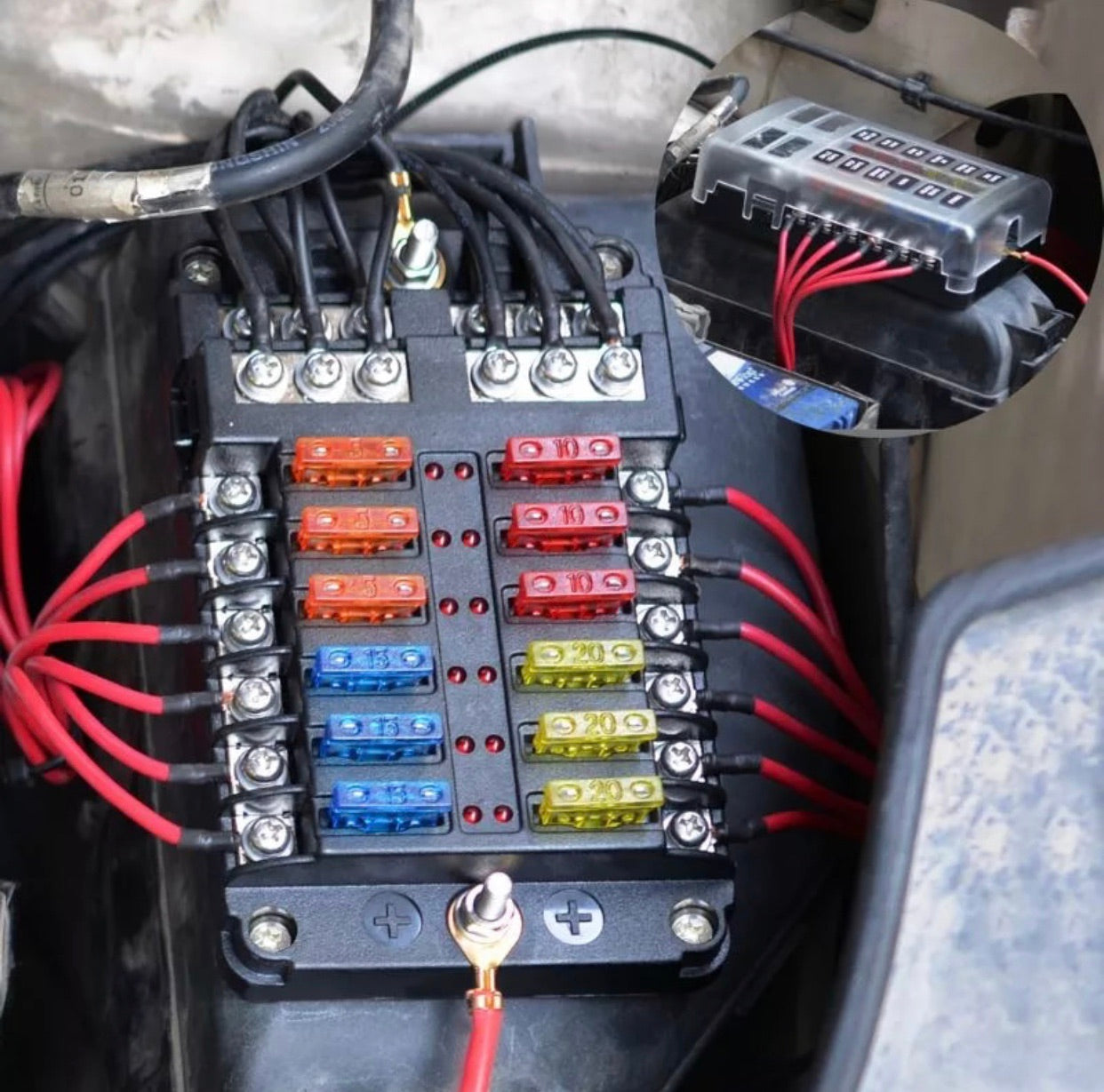 12 Fuse Box With Negative موزع فيوزات