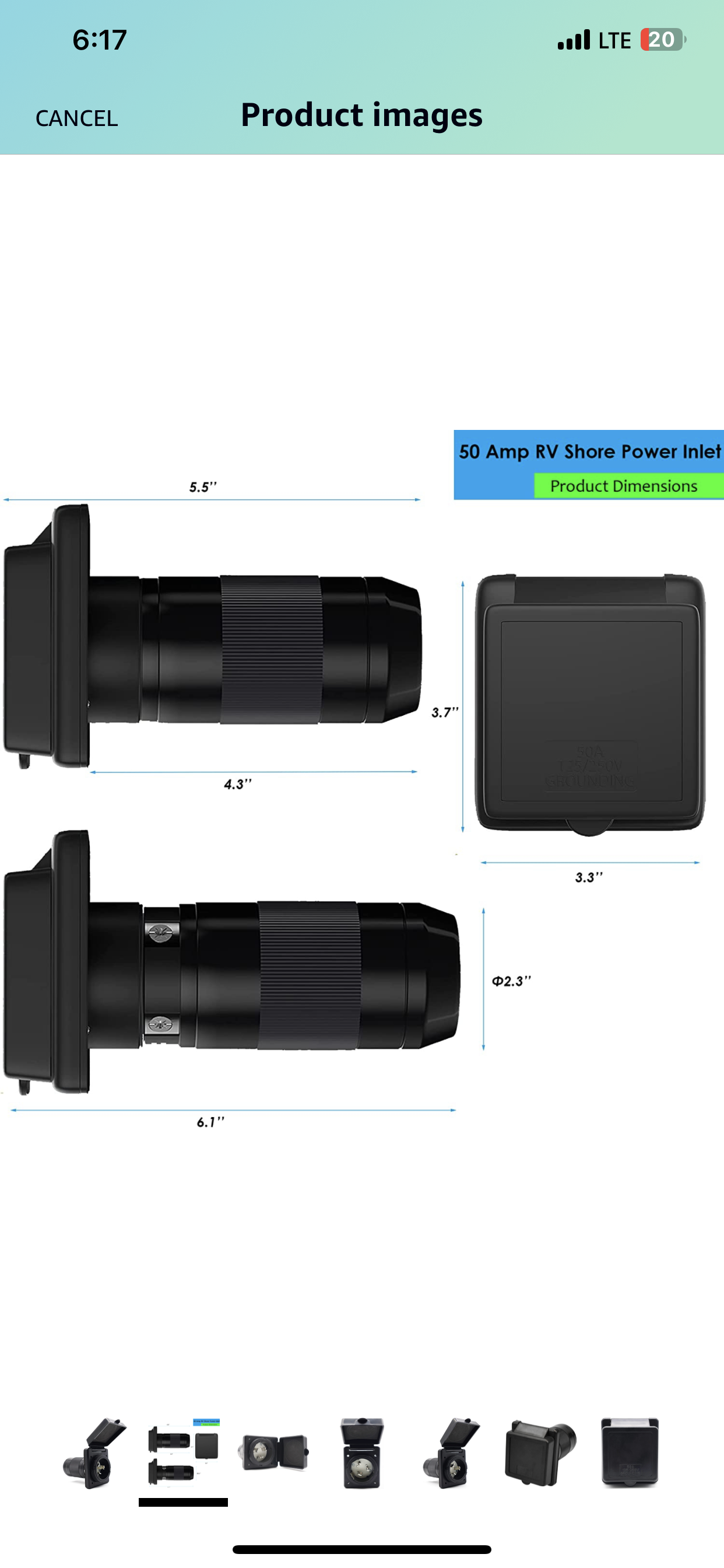 50A Power Plug Black مدخل كهراباء 50 امبير
