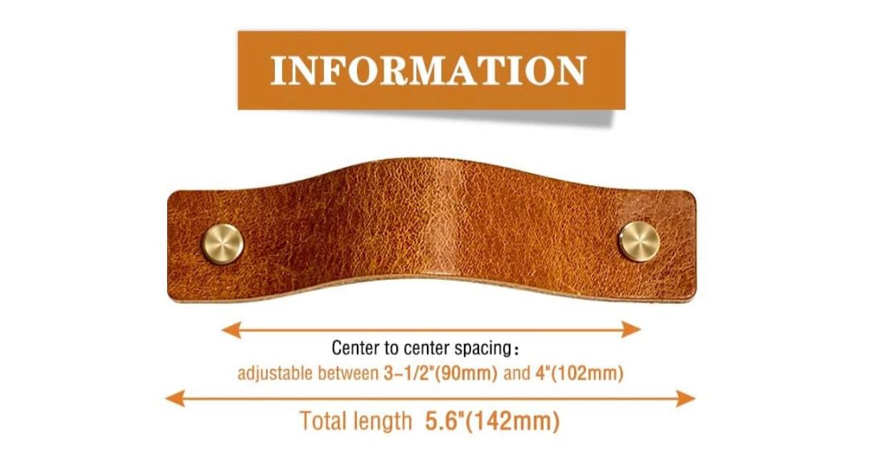 Leather Drawer Pulls brown مقبض درج جلدي
