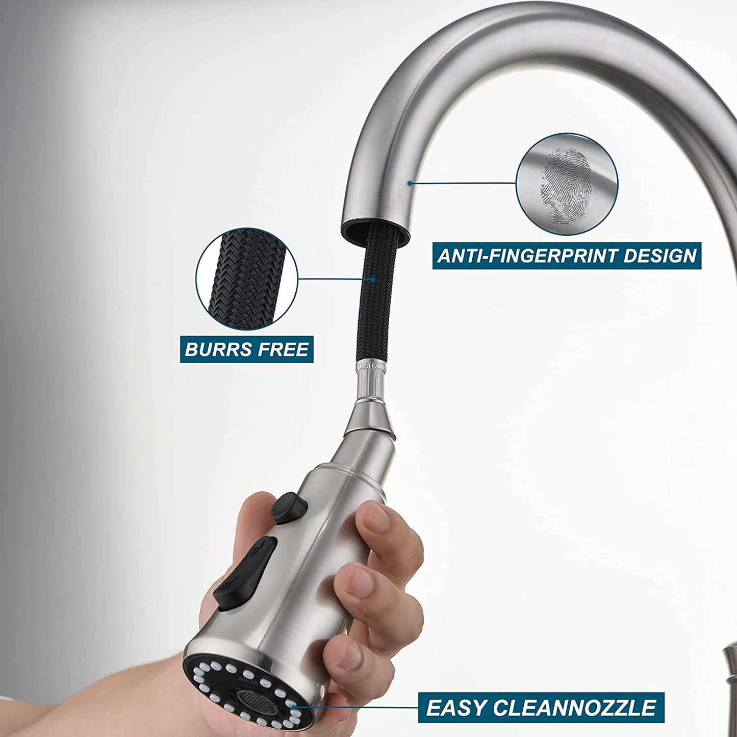 Pull Out Kitchen Faucet Nickel خلاط المطبخ