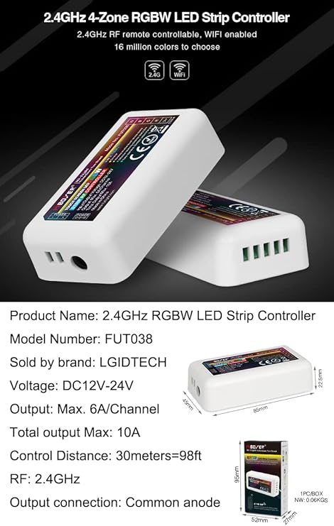 جهاز تحكم عن بعد لاسلكي RGB + CCT بجهد 12 فولت تيار مستمر