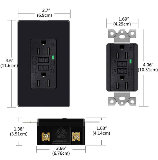 120 V Outlet GFI Black  مخرج كهرباء أوتوماتيك