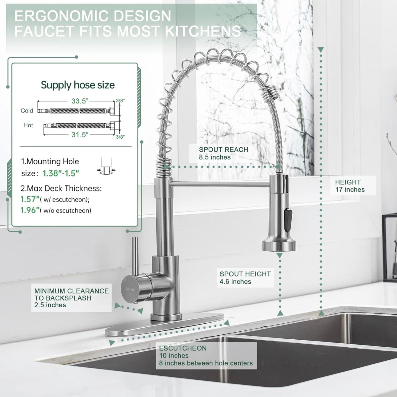 Kitchen Faucets Stainless Steel Matte Steel خلاط المطبخ