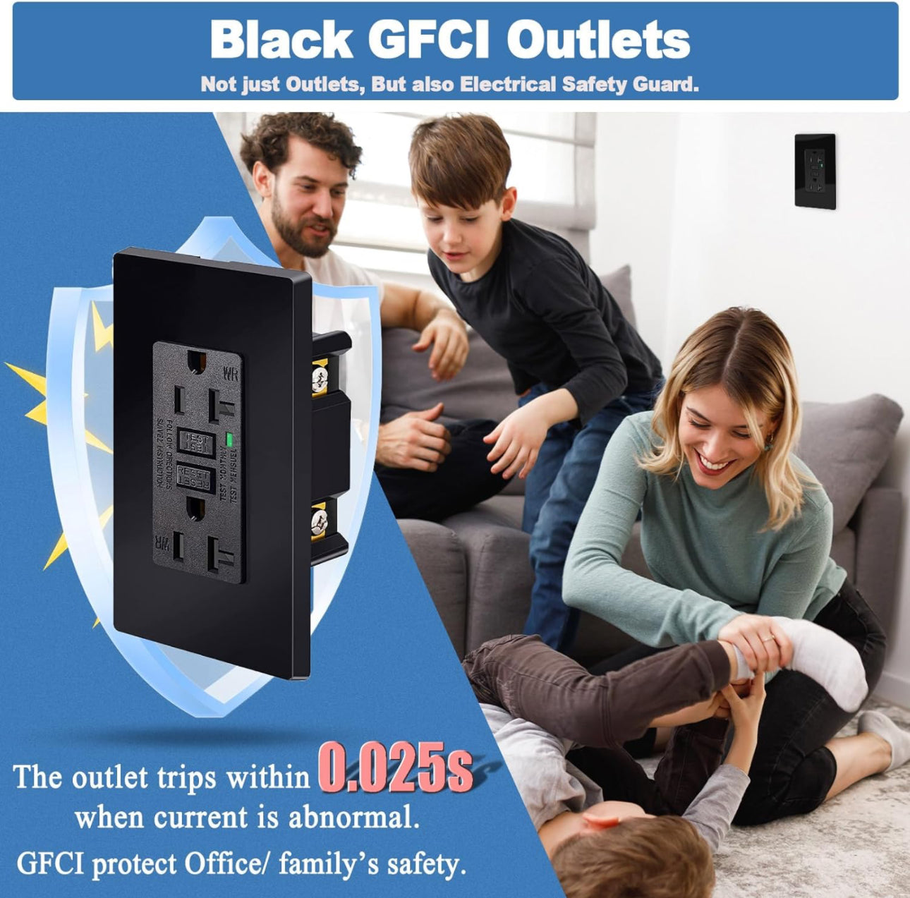 120 V Outlet GFI Black  مخرج كهرباء أوتوماتيك