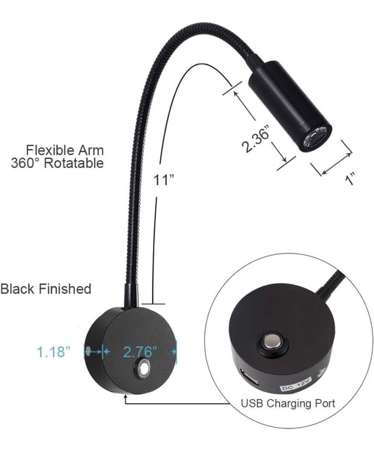 Dimmable Reading Light with USB Charging