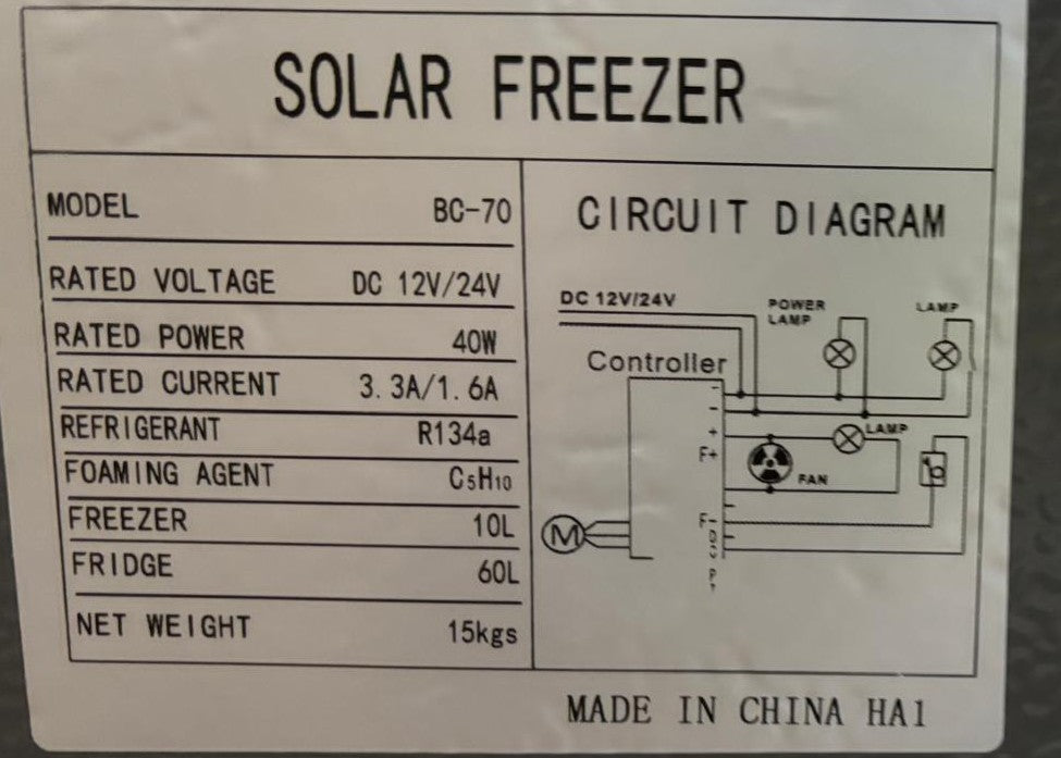 12 Volt DC Refrigerator 70 Liter ثلاجة