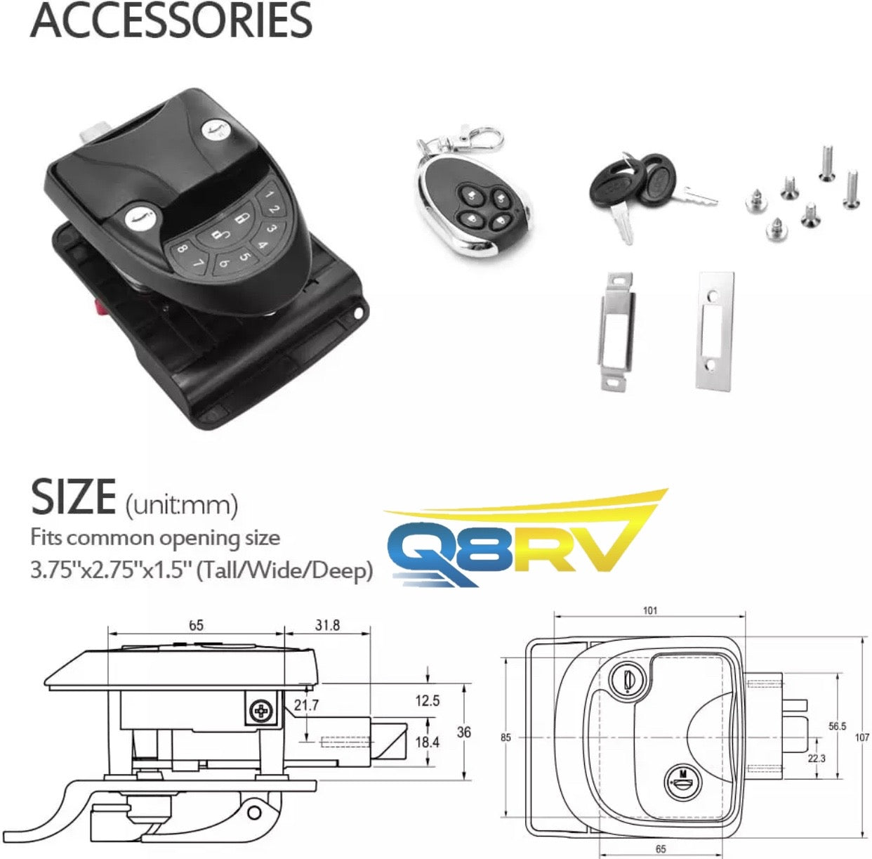 Wireless door RVLock قفل مقطورة إكتروني