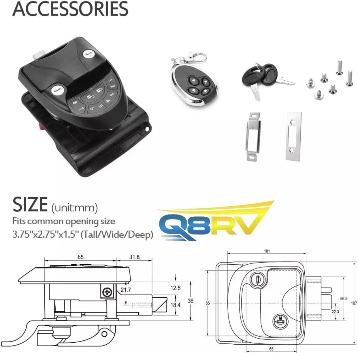 Wireless door RVLock قفل مقطورة إكتروني